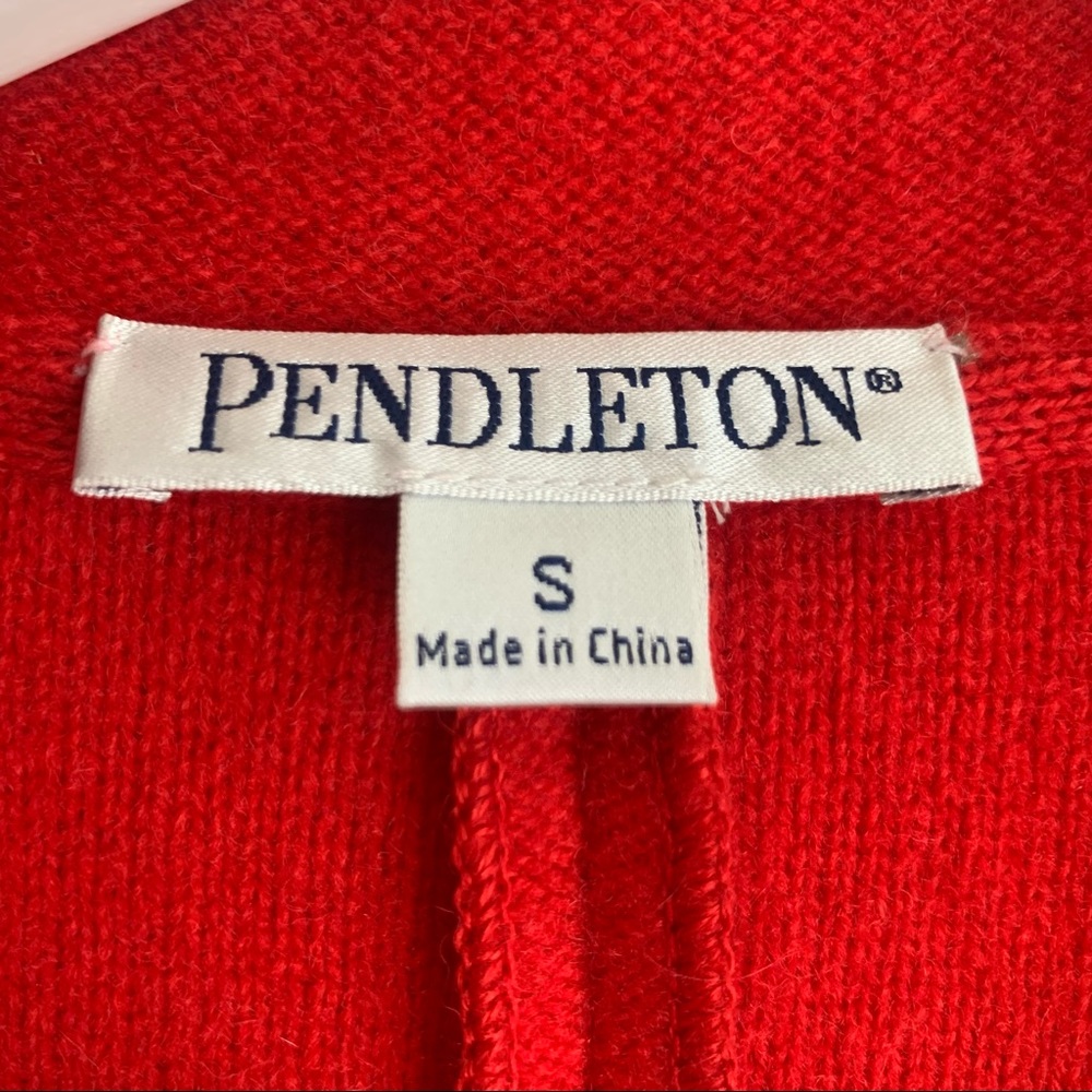 Pendleton Lambs Wool Red Blazer Sweater - image 3